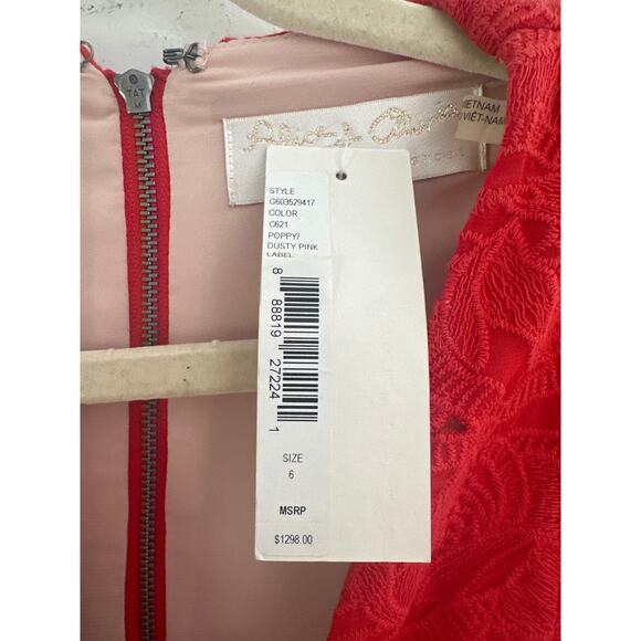 NWT Alice + Olivia Red Francis high-low coral red gown Sz6 wedding guest dress - Picture 8 of 9